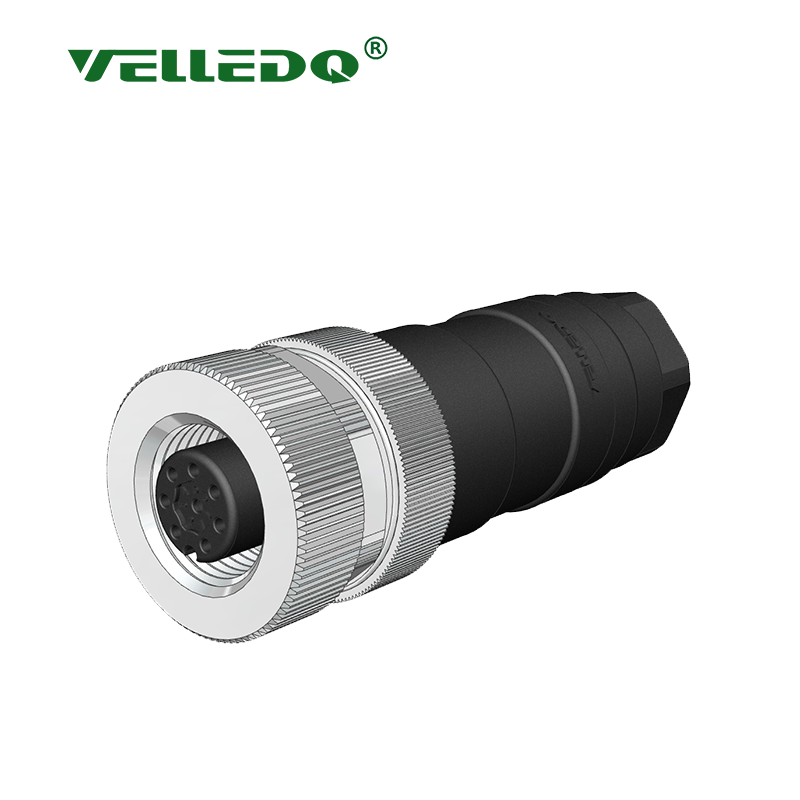 Velledq M12-F08T M12 8 Pin Dişi Düz Konnektör