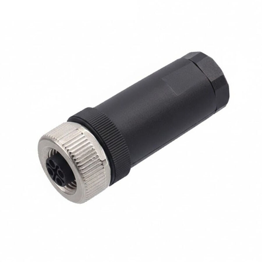 Velledq M12-SF04T M12 S-Kod 4 Pin Dişi Düz Konnektör - Endüstriyel Güç Konnektörü S Code