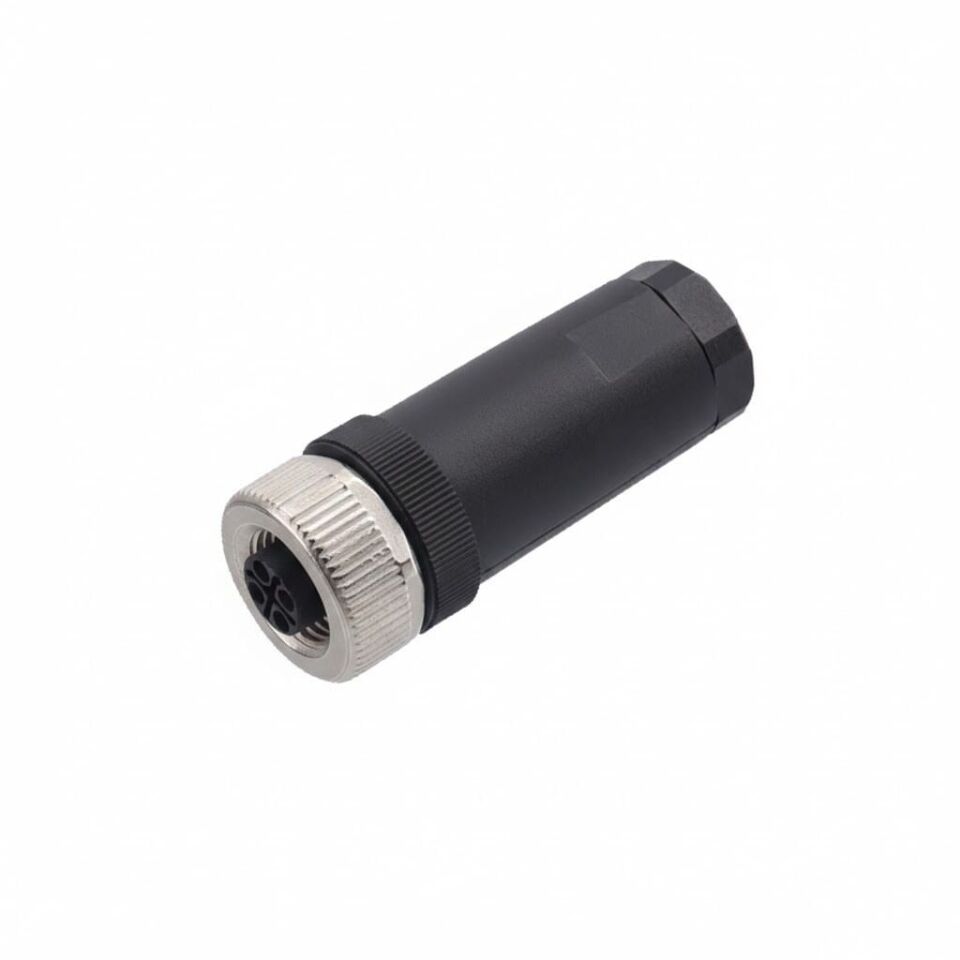 Velledq M12-SF04T M12 S-Kod 4 Pin Dişi Düz Konnektör - Endüstriyel Güç Konnektörü S Code