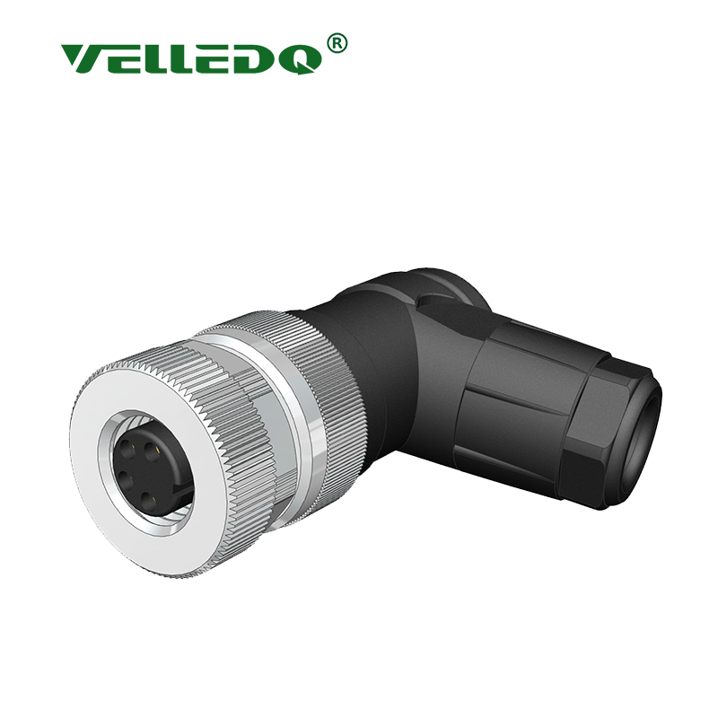 Velledq M8-F04S M8 4 Pin Dişi 90° Açılı Konnektör