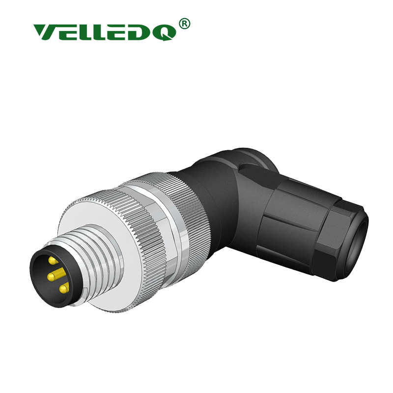 Velledq M8-M04S M8 4 Pin Erkek 90° Açılı Konnektör