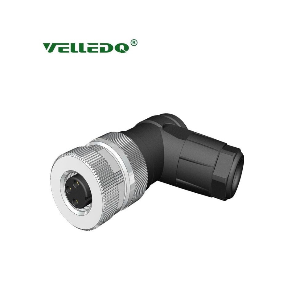 Velledq M8-F03S M8 3 Pin Dişi 90° Açılı Konnektör