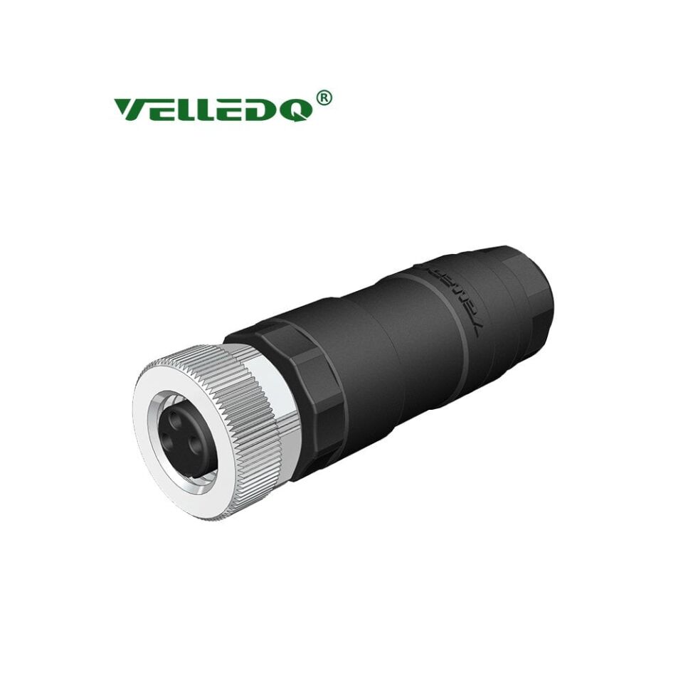 Velledq M8-F03T M8 3 Pin Dişi Düz Konnektör