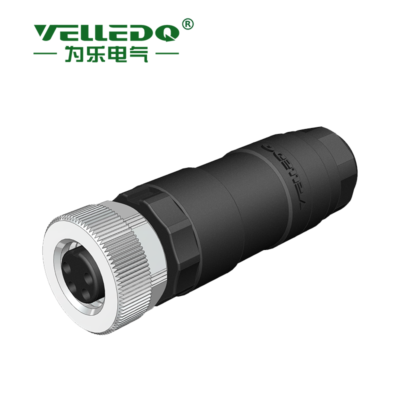 Velledq M8-F04T M8 4 Pin Dişi Düz Konnektör