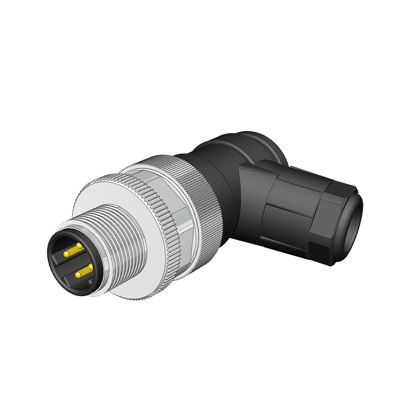 Velledq M12-DM04S M12 D Code 4 Pin Erkek Açılı 90° Konnektör