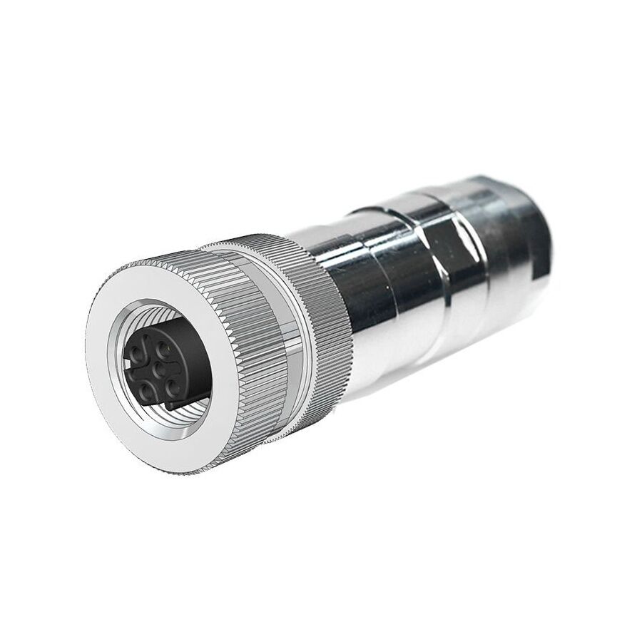 Velledq M12P-DF04T M12 D Code 4 Pin Dişi Düz Metal Konnektör