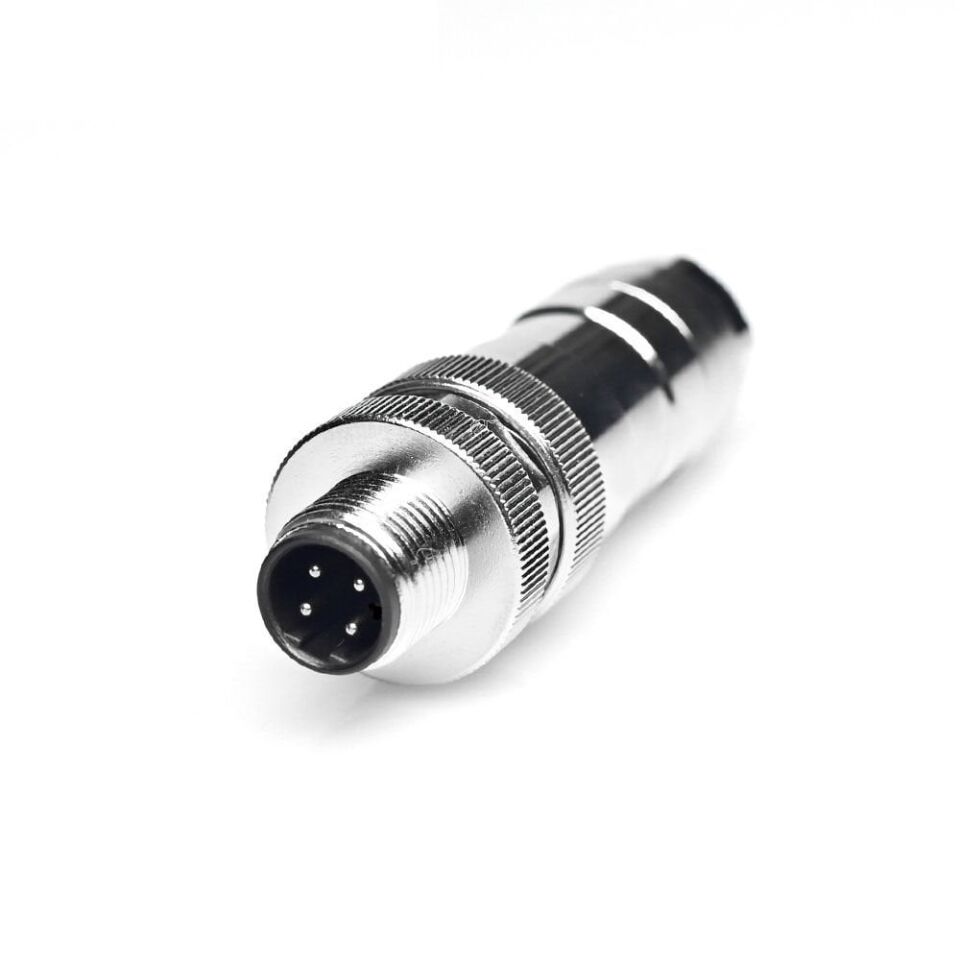 Velledq M12P-BM04T M12 B Code 4 Pin Erkek Düz Metal Konnektör