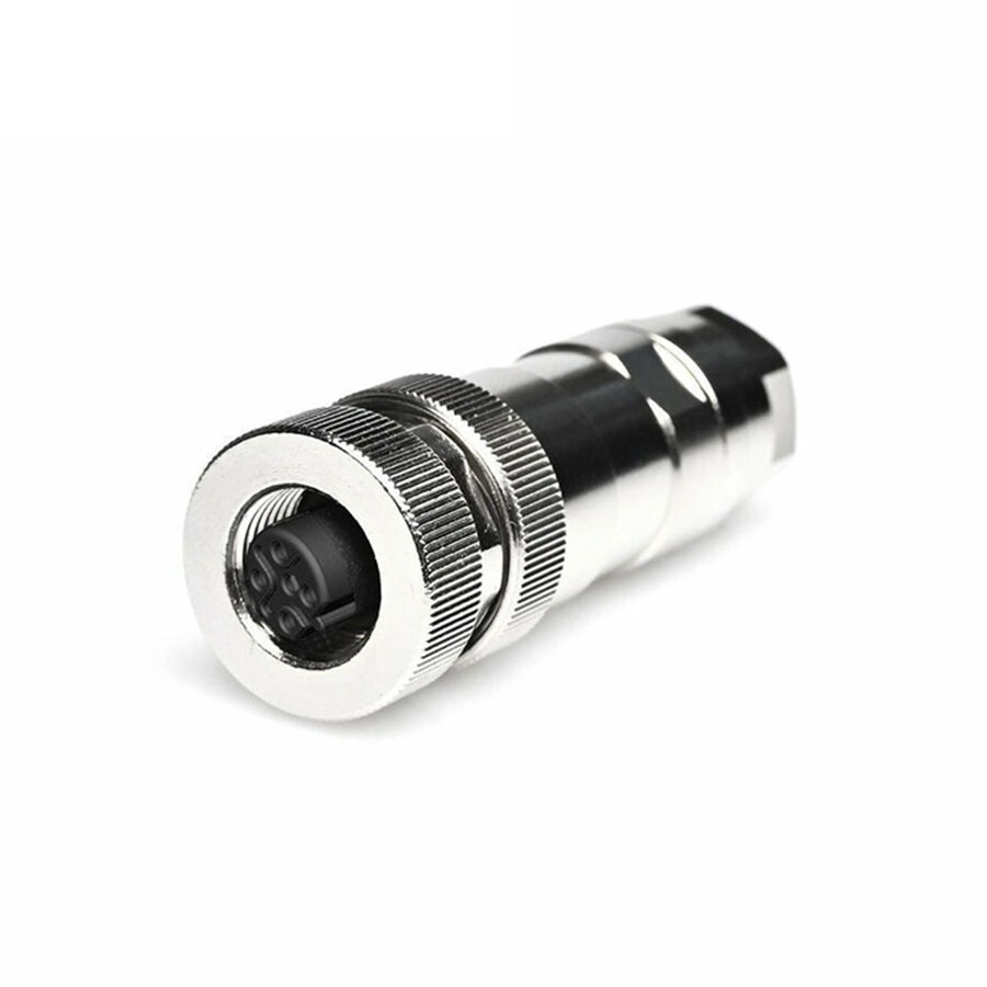 Velledq M12P-BF05T M12 B Code 5 Pin Dişi Düz Metal Konnektör