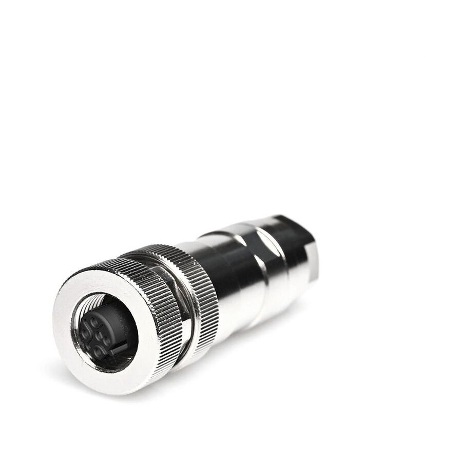 Velledq M12P-BF04T M12 B Code 4 Pin Dişi Düz Metal Konnektör