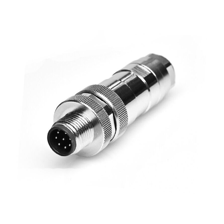 Velledq M12P-M08T M12 8 Pin Erkek Düz Metal Konnektör
