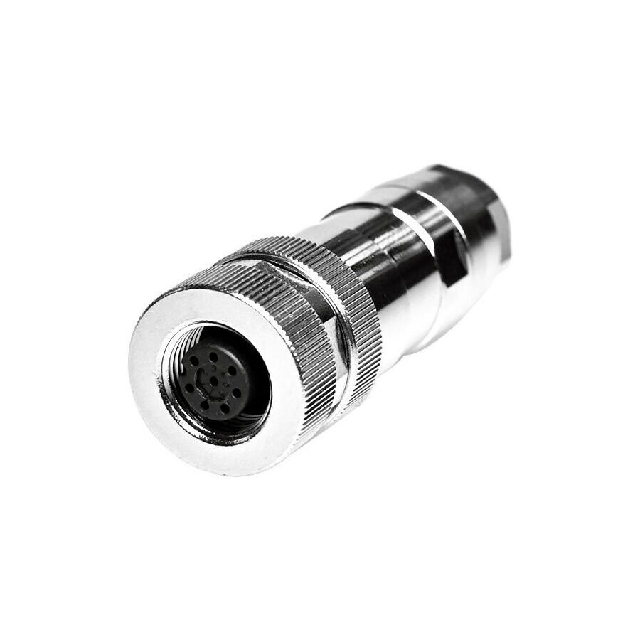 Velledq M12P-F08T M12 8 Pin Dişi Düz Metal Konnektör