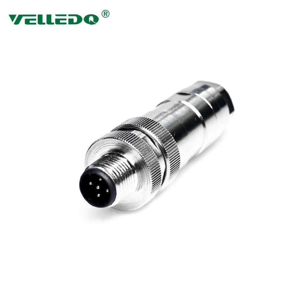 Velledq M12P-M05T M12 5 Pin Erkek Düz Metal Konnektör