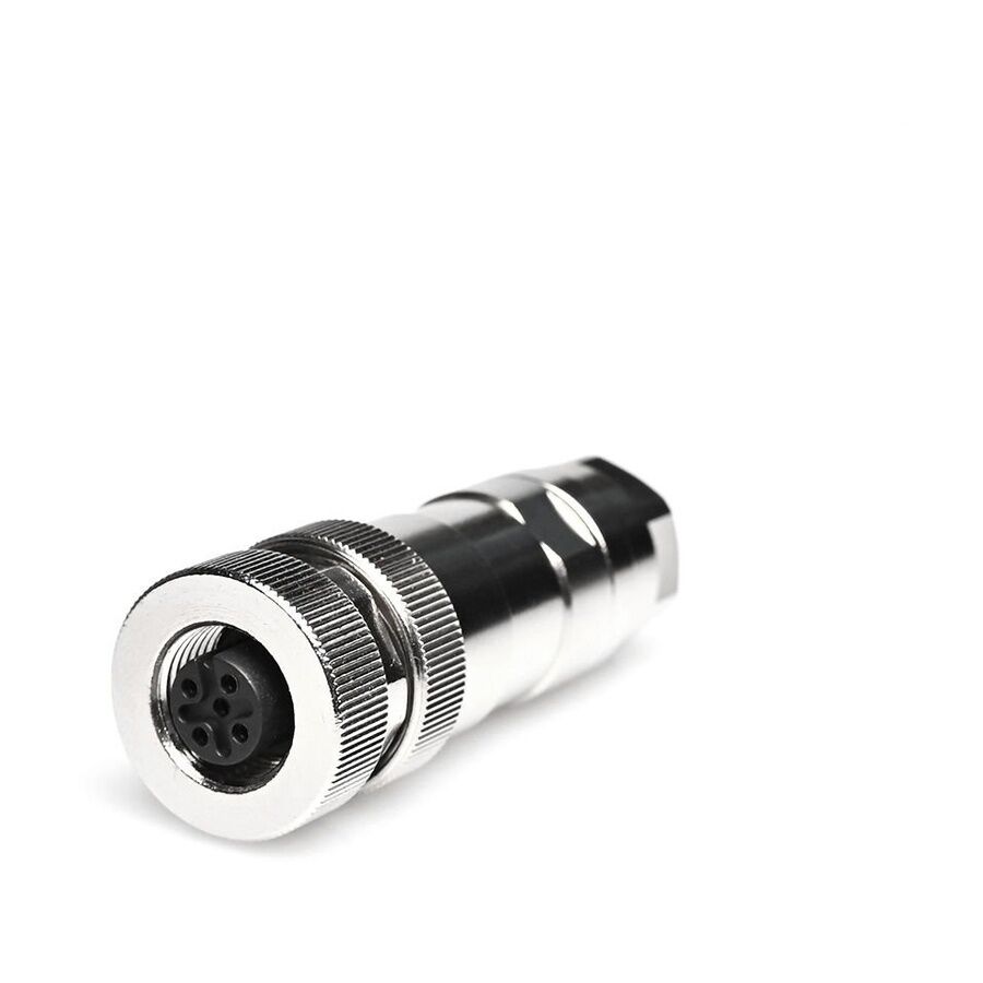 Velledq M12P-F04T M12 4 Pin Dişi Düz Metal Konnektör