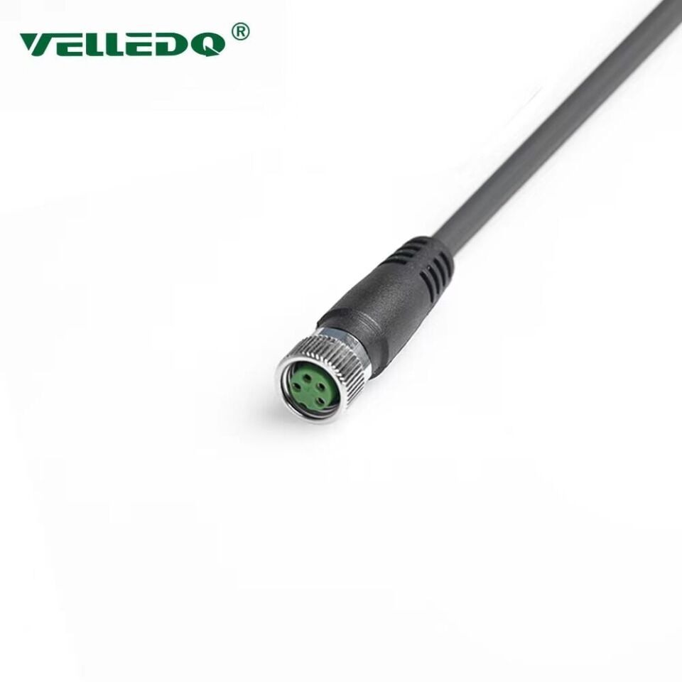 Velledq M8-F04T-5.0PVC/BK M8 4 Pin Dişi Düz 5 Mt. Kablolu Konnektör - Sensör Kablosu