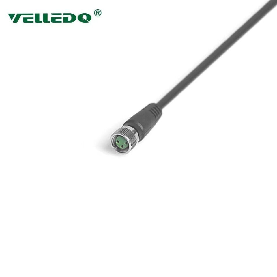 Velledq M8-F03T-5.0PVC/BK M8 3 Pin Dişi Düz 5 Mt. Kablolu Konnektör - Sensör Kablosu