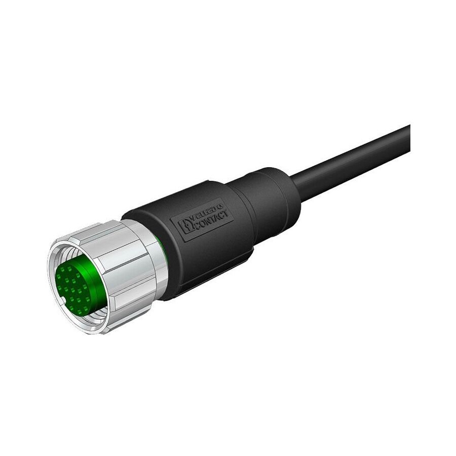 Velledq M12-F17T-10.0PVC/BK M12 17 Pin Dişi Düz 10 Mt. Kablolu Konnektör - Sensör Kablosu