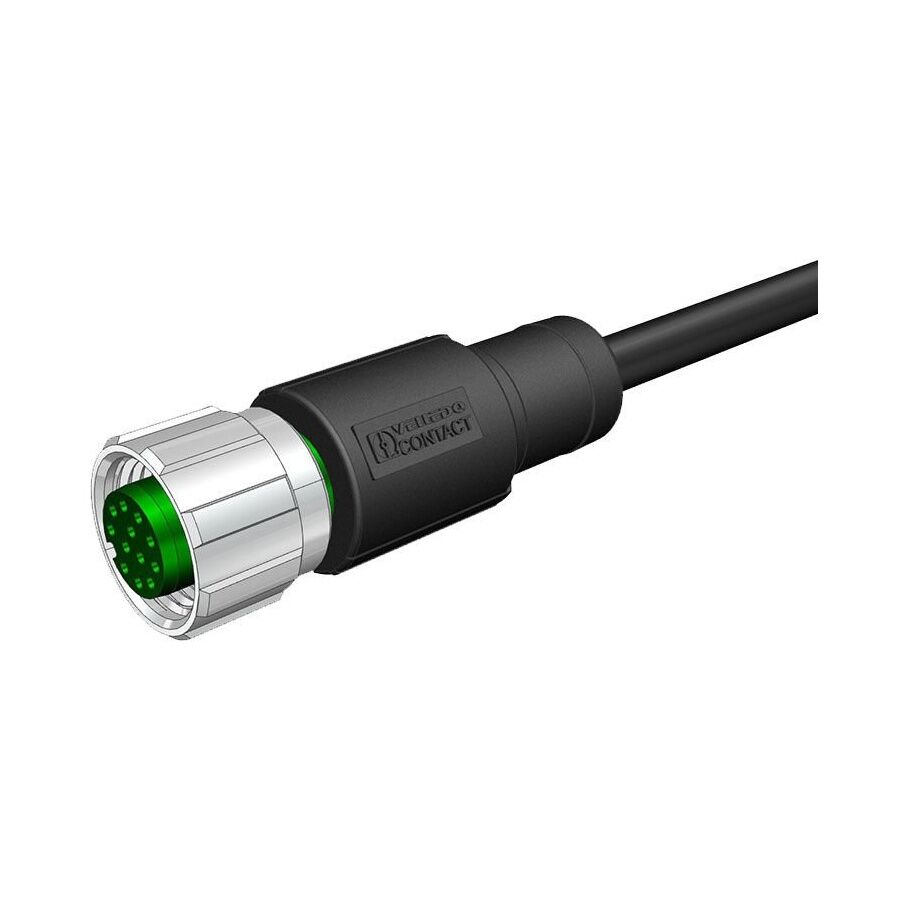 Velledq M12-F12T-5.0PVC/BK M12 12 Pin Dişi Düz 5 Mt. Kablolu Konnektör - Sensör Kablosu