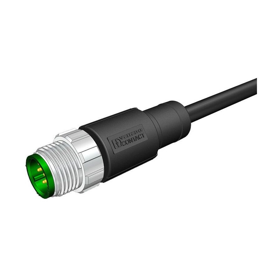 Velledq M12-M08T-5.0PVC/BK M12 8 Pin Erkek Düz 5 Mt. Kablolu Konnektör - Sensör Kablosu
