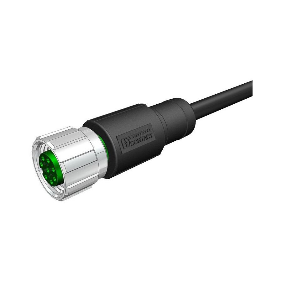 Velledq M12-F08T-5.0PVC/BK M12 8 Pin Dişi Düz 5 Mt. Kablolu Konnektör - Sensör Kablosu