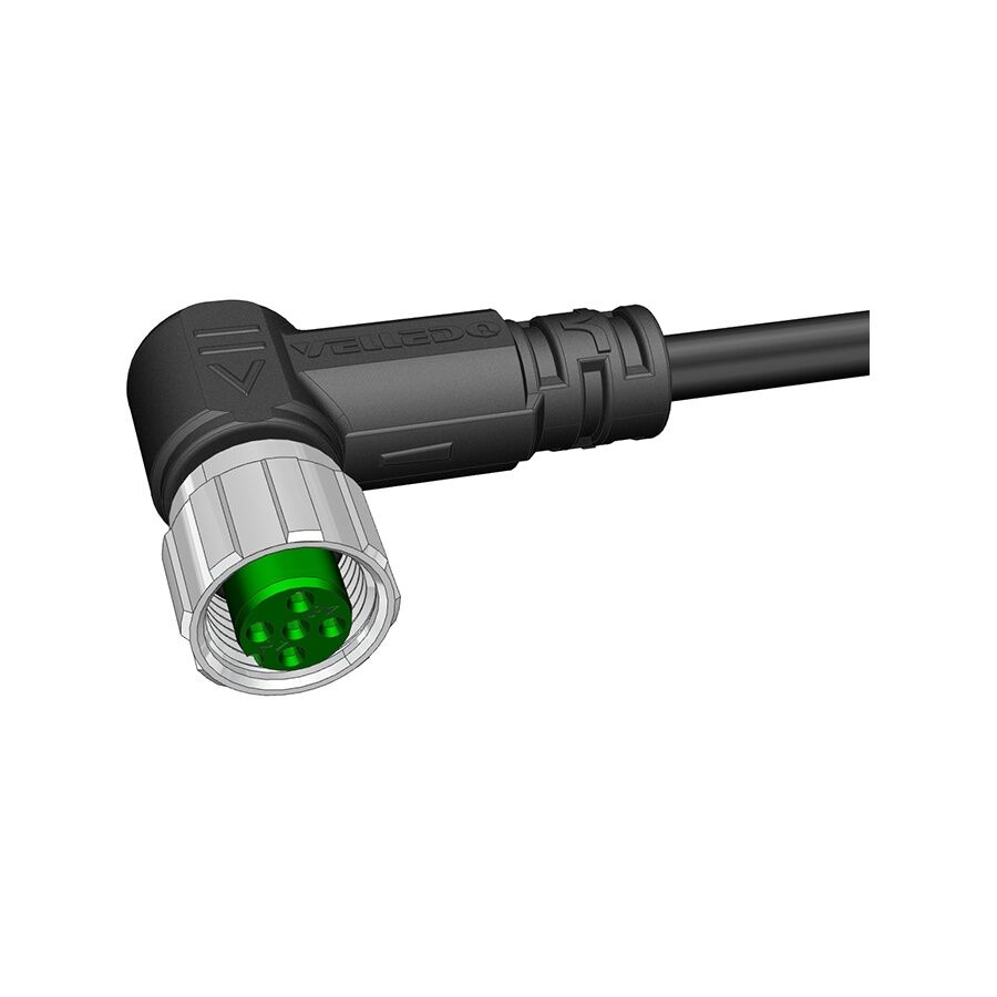 Velledq M12-F05S-5.0PVC/BK M12 5 Pin Dişi 90° Açılı 5 Mt. Kablolu Konnektör - Sensör Kablosu