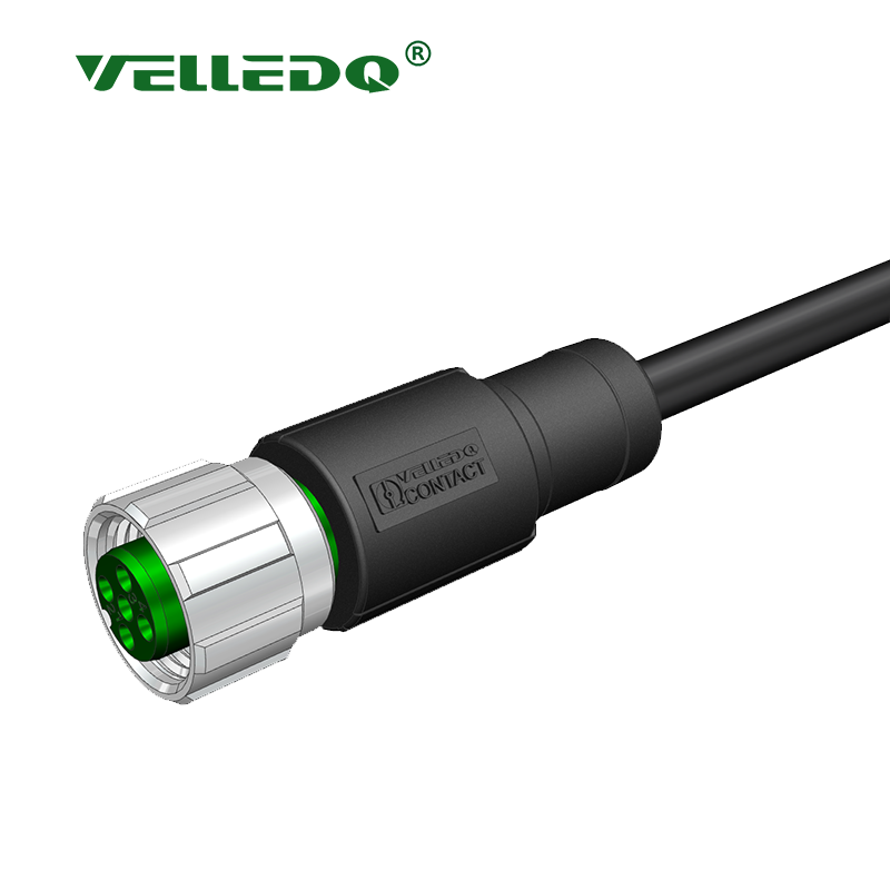 Velledq M12-F05T-5.0PVC/BK M12 5 Pin Dişi Düz 5 Mt. Kablolu Konnektör - Sensör Kablosu
