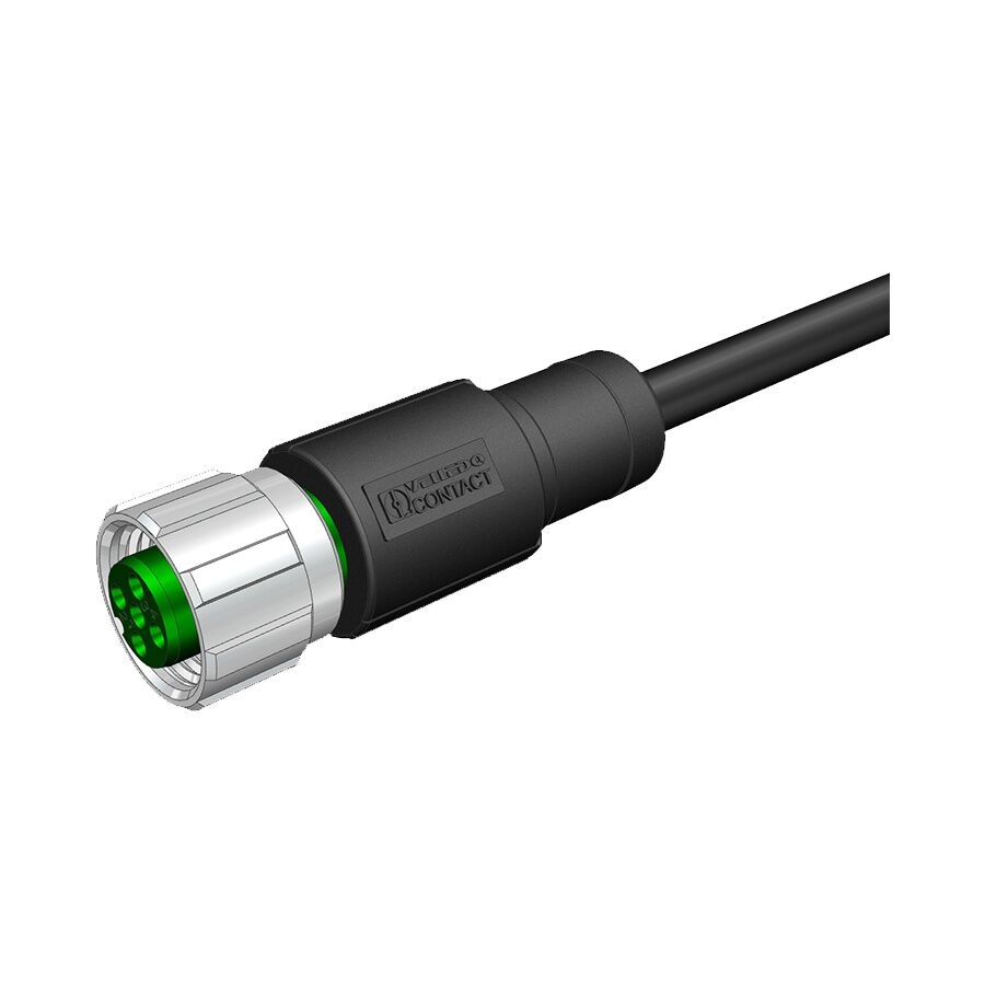 Velledq M12-F05T-5.0PVC/BK M12 5 Pin Dişi Düz 5 Mt. Kablolu Konnektör - Sensör Kablosu