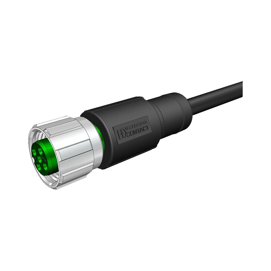 Velledq M12-F04T-5.0PVC/BK M12 4 Pin Dişi Düz 5 Mt. Kablolu Konnektör - Sensör Kablosu