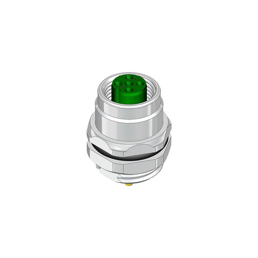 Velledq FLQ-M12-F05(M16)-HB M12 Panel Tip 5 Pinli Dişi Konnektör Arkadan Somunlu