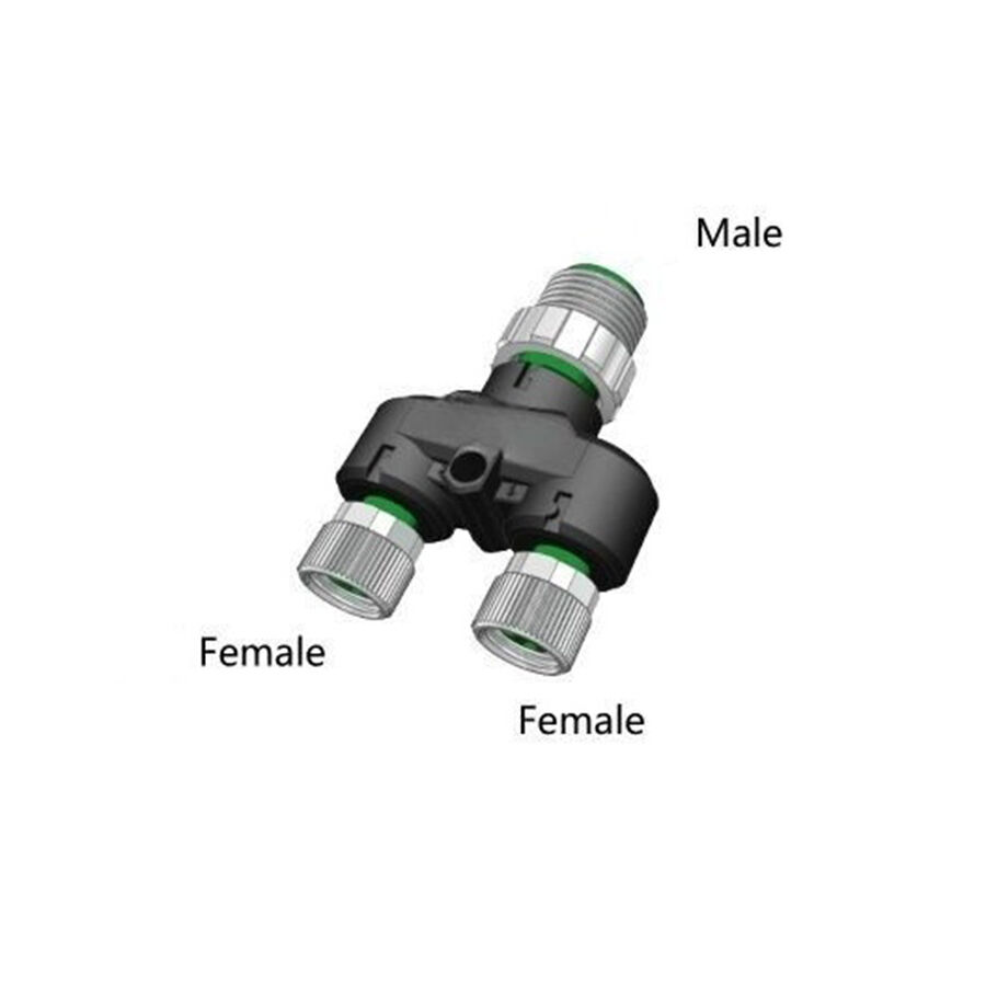 Velledq Y-M12-M04/M8-2F03C M12 4 Pin Erkek Giriş - M8 3 Pin Dişi 2 Adet Çıkış
