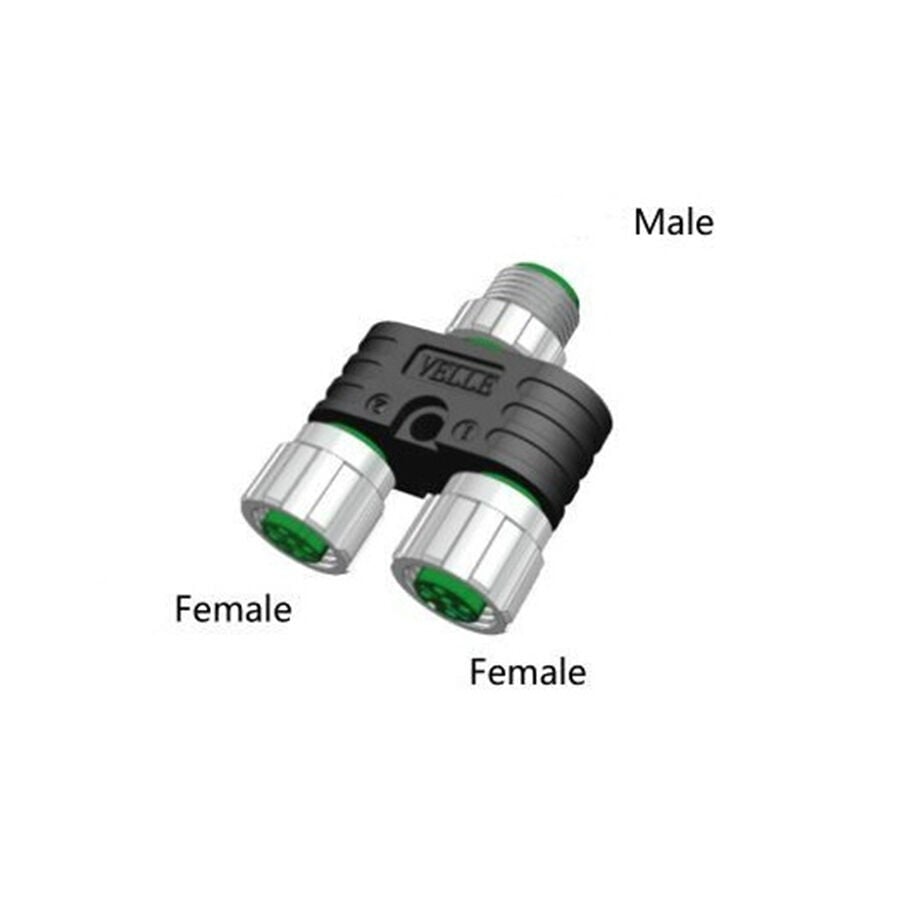 Velledq Y-M12-M05/2F05 M12 Y Tip 5 Pin Erkek - 5 Pin Dişi Konnektör