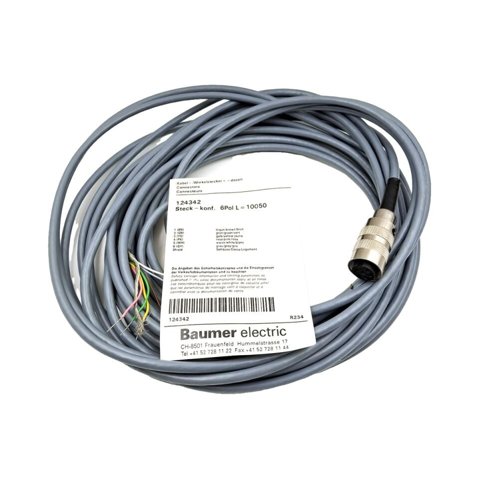 BAUMER 124342 Konnektör / Kablo 6 pin 10 m
