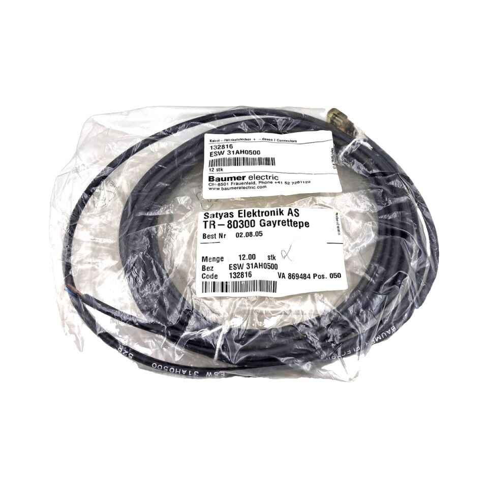 BAUMER ESW 31AH0500 Konnektörlü Sensör Kablosu