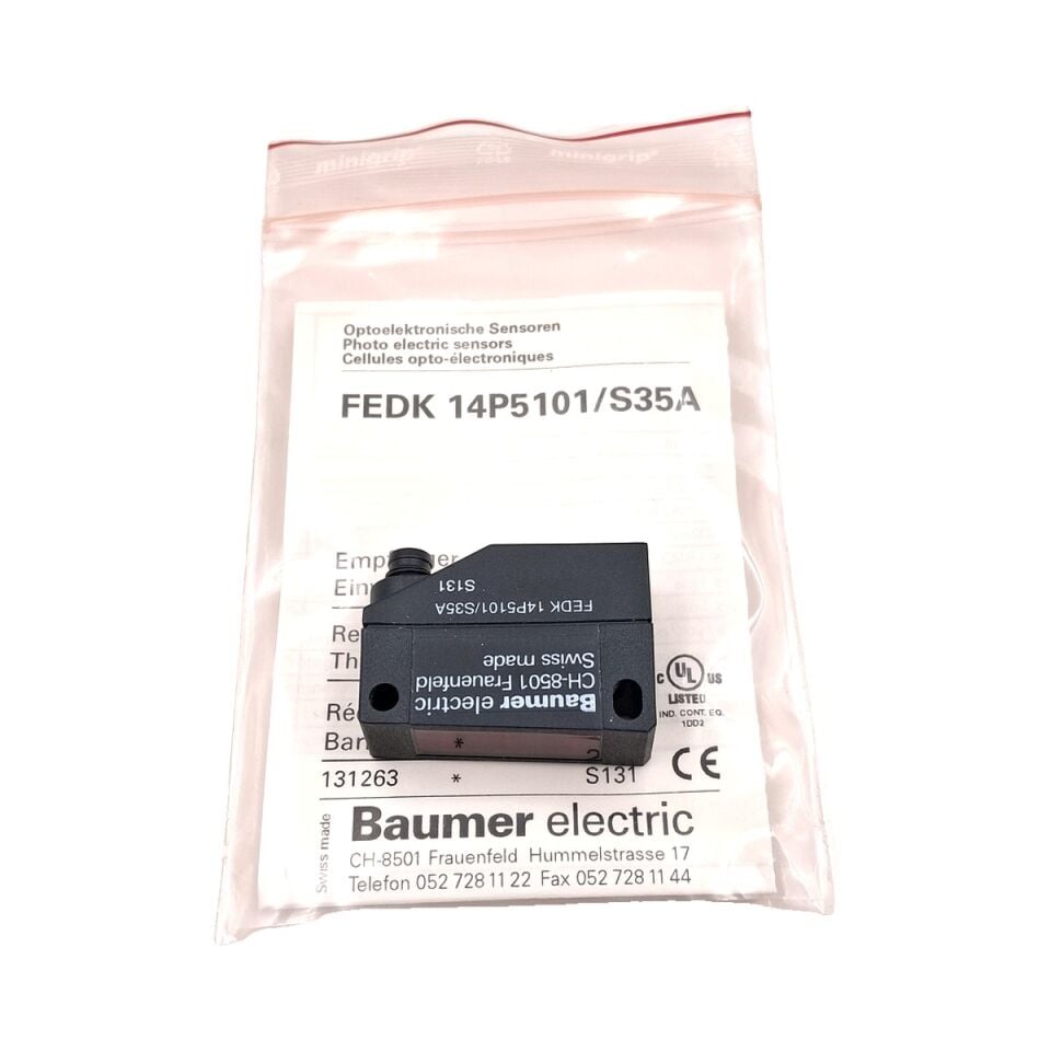 BAUMER FEDK 14P5101 S35A Karşılıklı Tip Optik Sensör Alıcı PNP