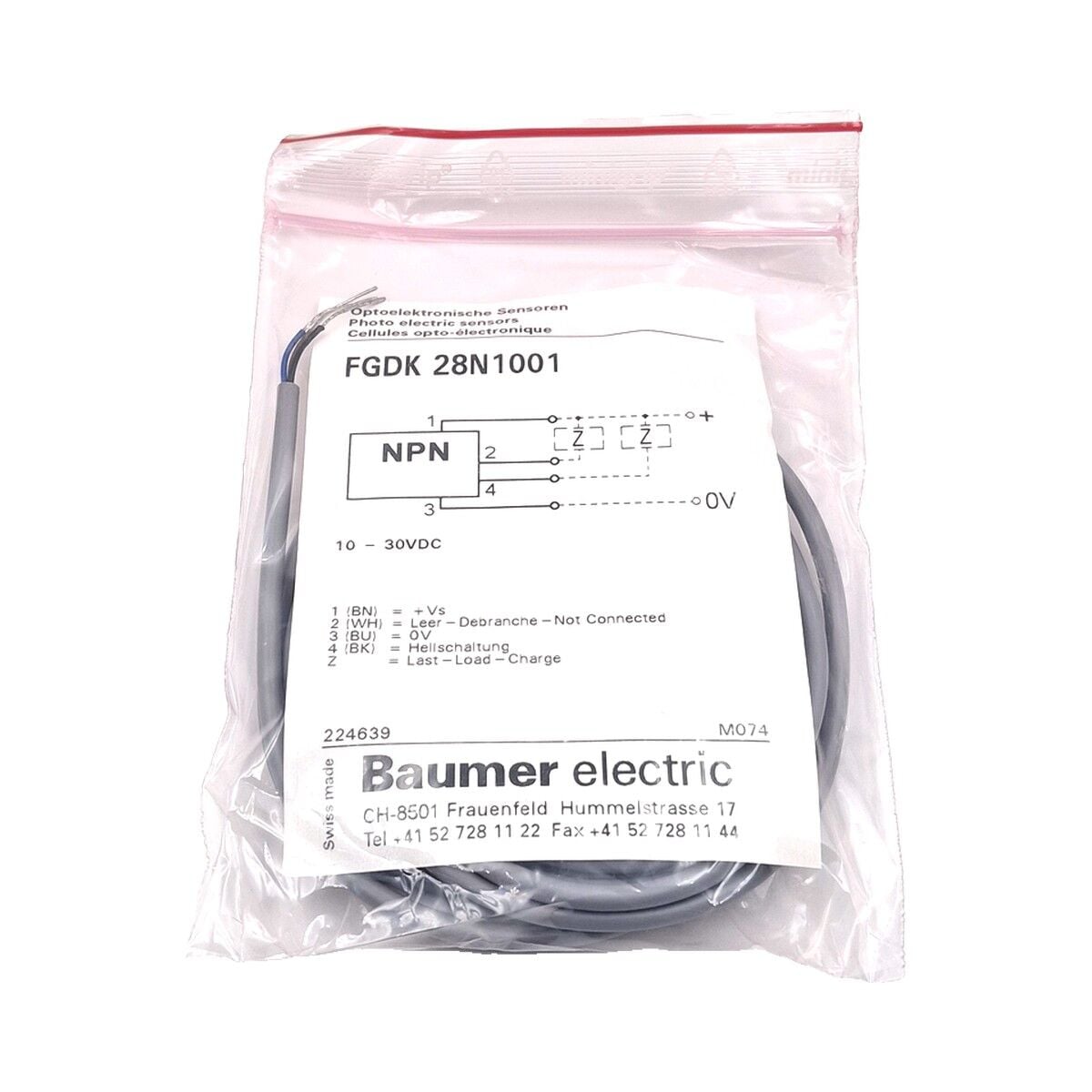 BAUMER FGDK 28N1001 Optik Sensör NPN