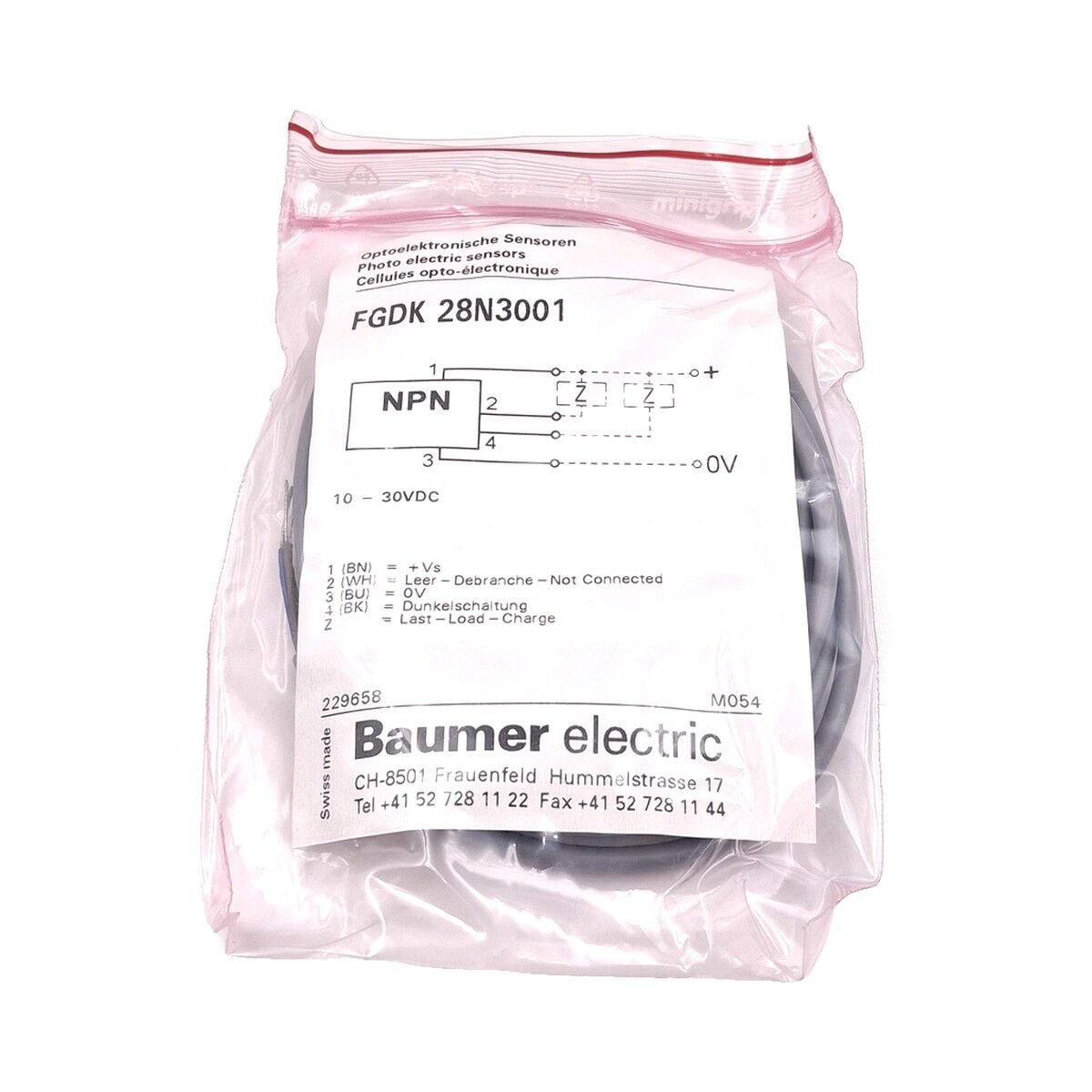 BAUMER FGDK 28N3001 Optik Sensör NPN