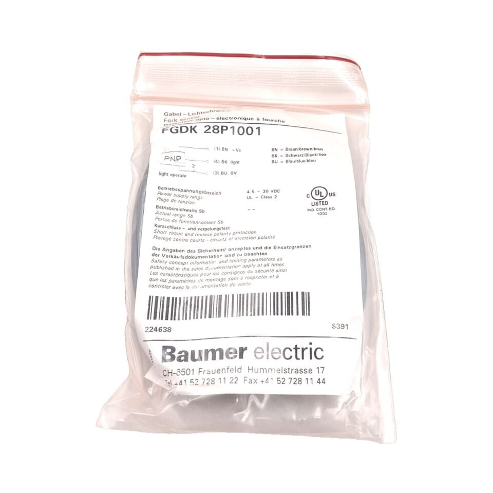 BAUMER FGDK 28P1001 Optik Sensör PNP