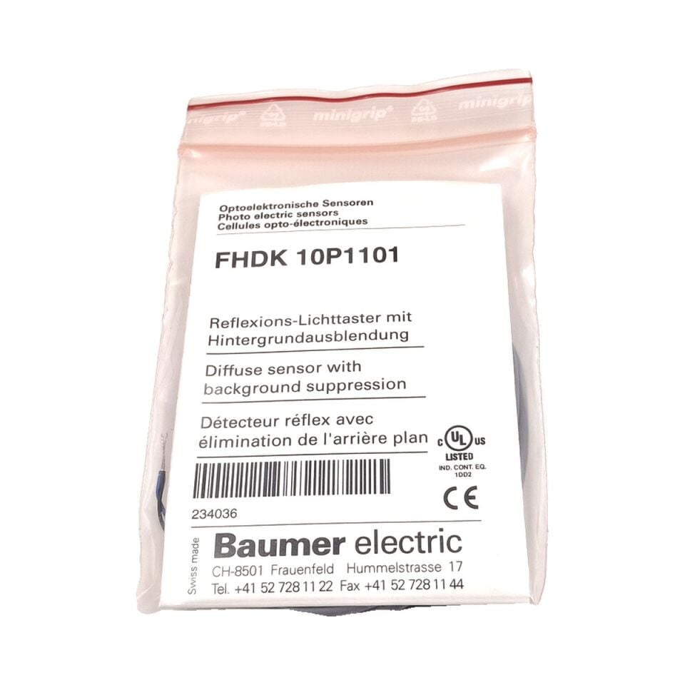 BAUMER FHDK 10P1101 Arka Plan Bastırmalı Optik Sensör PNP