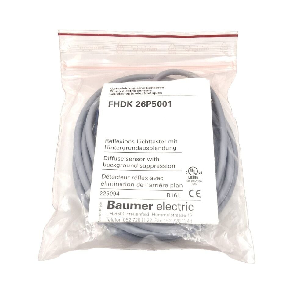 BAUMER FHDK 26P5001 Arka Plan Bastırmalı Optik Sensör PNP