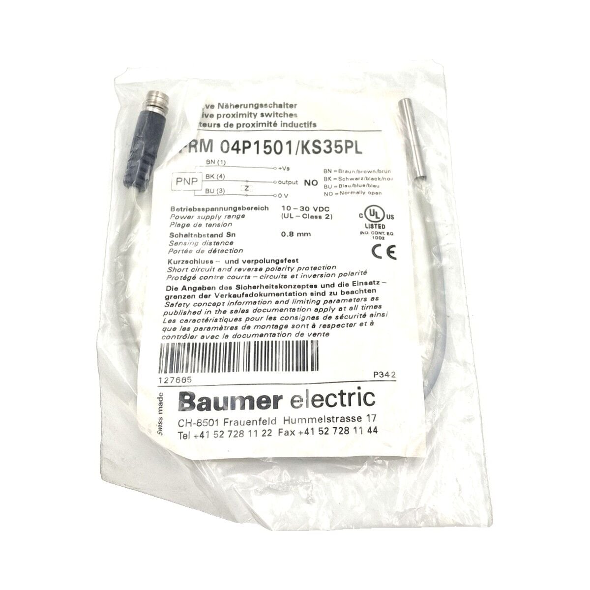 BAUMER FRM 04P1501 KS35PL Reflektörlü Optik Sensör PNP