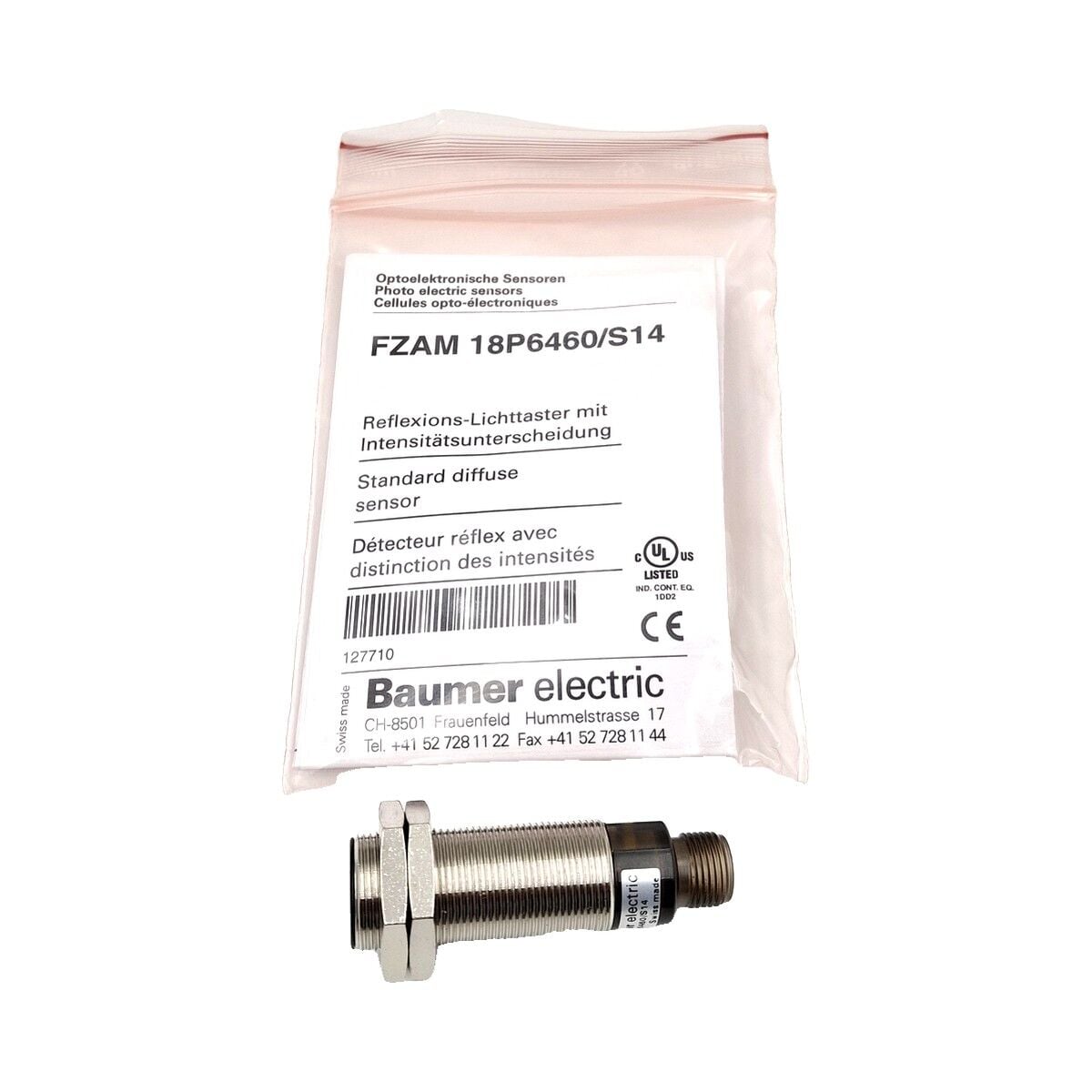 BAUMER FZAM 18P6460 S14 M18 Cisimden Yansımalı Optik Sensör PNP