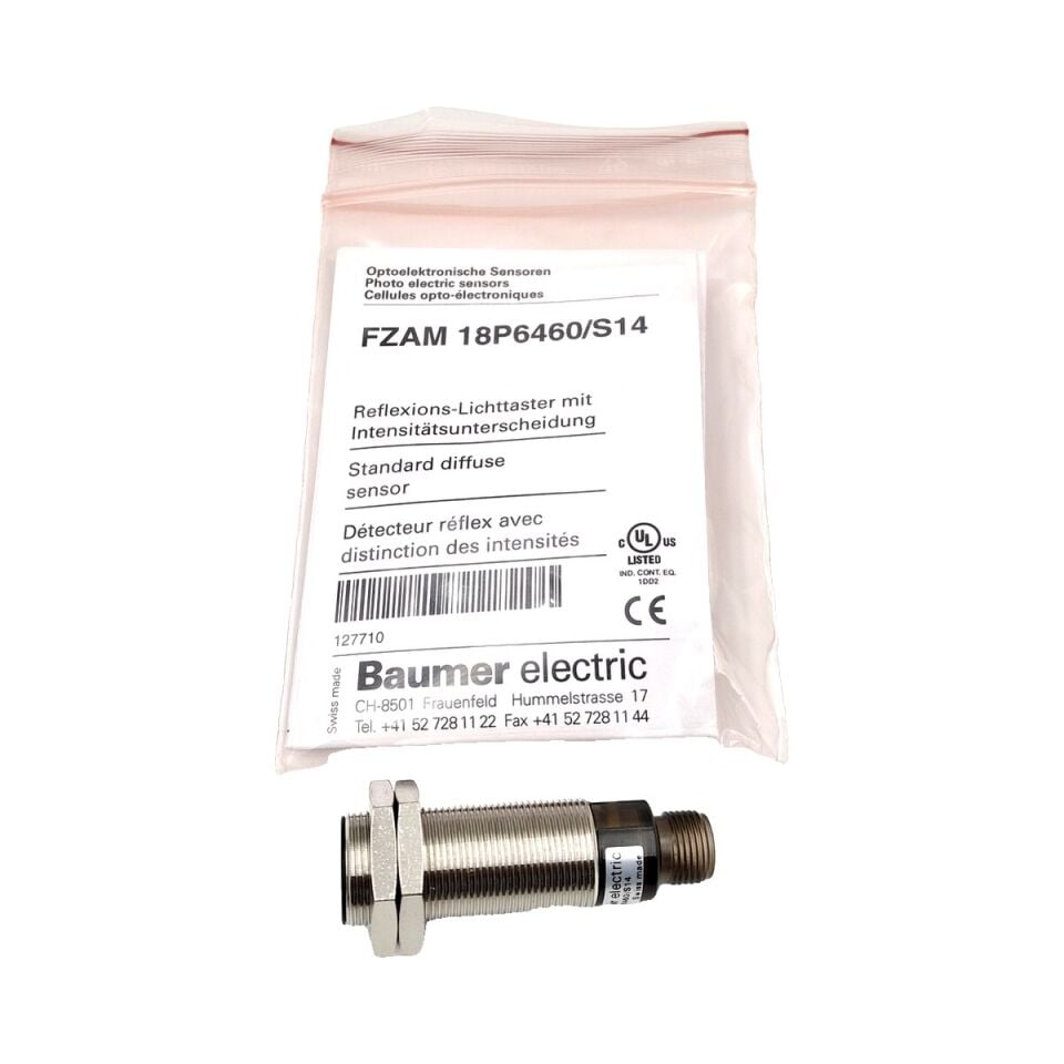 BAUMER FZAM 18P6460 S14 M18 Cisimden Yansımalı Optik Sensör PNP