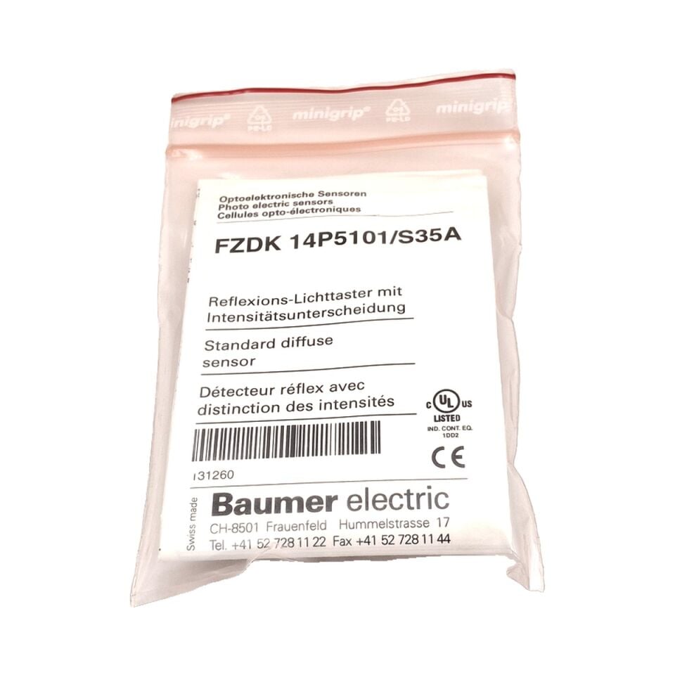 BAUMER FZDK 14P5101 S35A Cisimden Yansımalı Optik Sensör PNP
