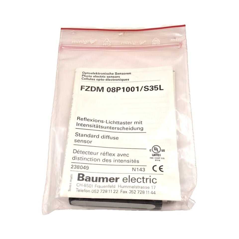 BAUMER FZDM 08P1001 S35L Cisimden Yansımalı Optik Sensör PNP