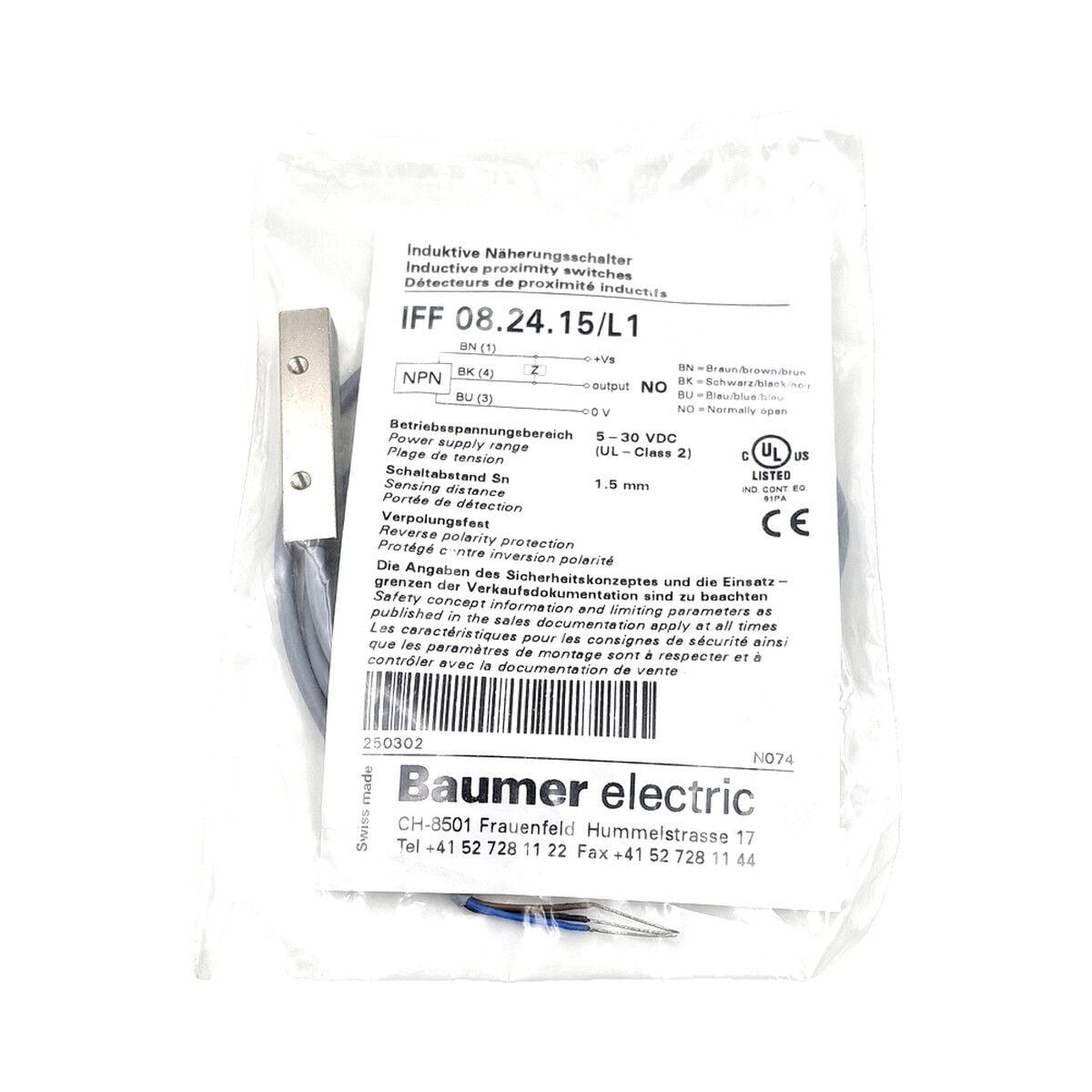BAUMER IFF 08.24.15 L1 Kare Tip Endüktif Sensör