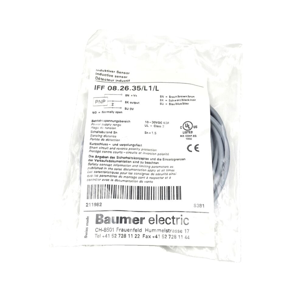 BAUMER IFF 08.26.35 L1 L Kare Tip Endüktif Sensör