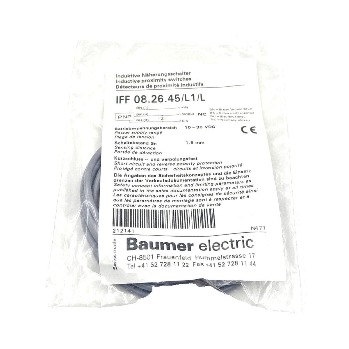 BAUMER IFF 08.26.45 L1 L Kare Tip Endüktif Sensör
