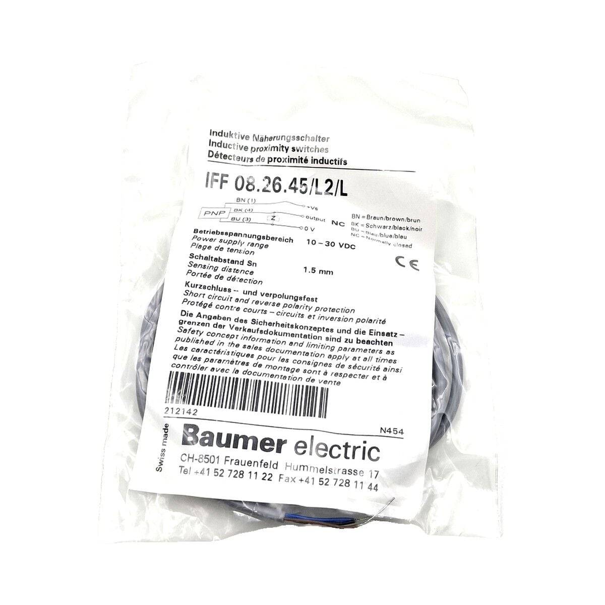 BAUMER IFF 08.26.45 L2 L Kare Tip Endüktif Sensör