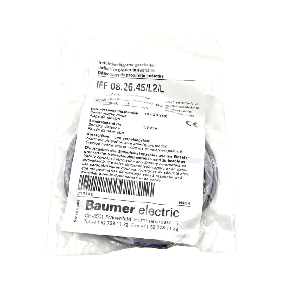 BAUMER IFF 08.26.45 L2 L Kare Tip Endüktif Sensör