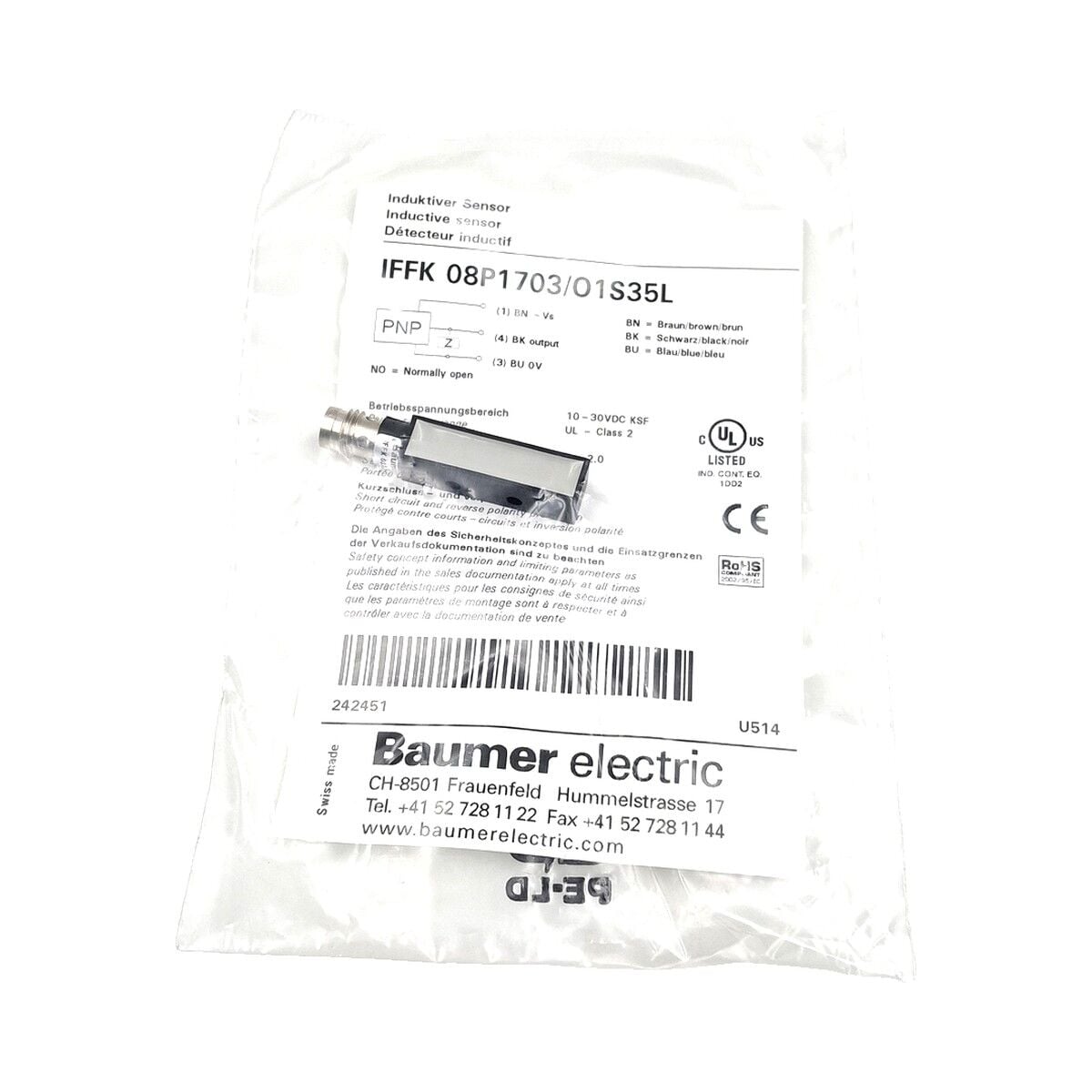 BAUMER IFFK 08P1703 O1S35L Kare Tip Endüktif Sensör PNP