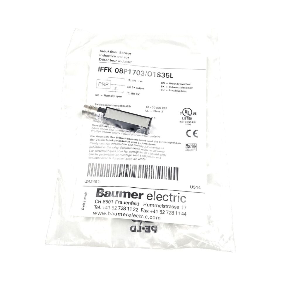BAUMER IFFK 08P1703 O1S35L Kare Tip Endüktif Sensör PNP